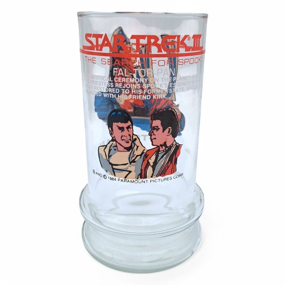 Star Trek 3 Search For Spock Glass Vintage 1984 Taco Bell Enterprise Destroyed
